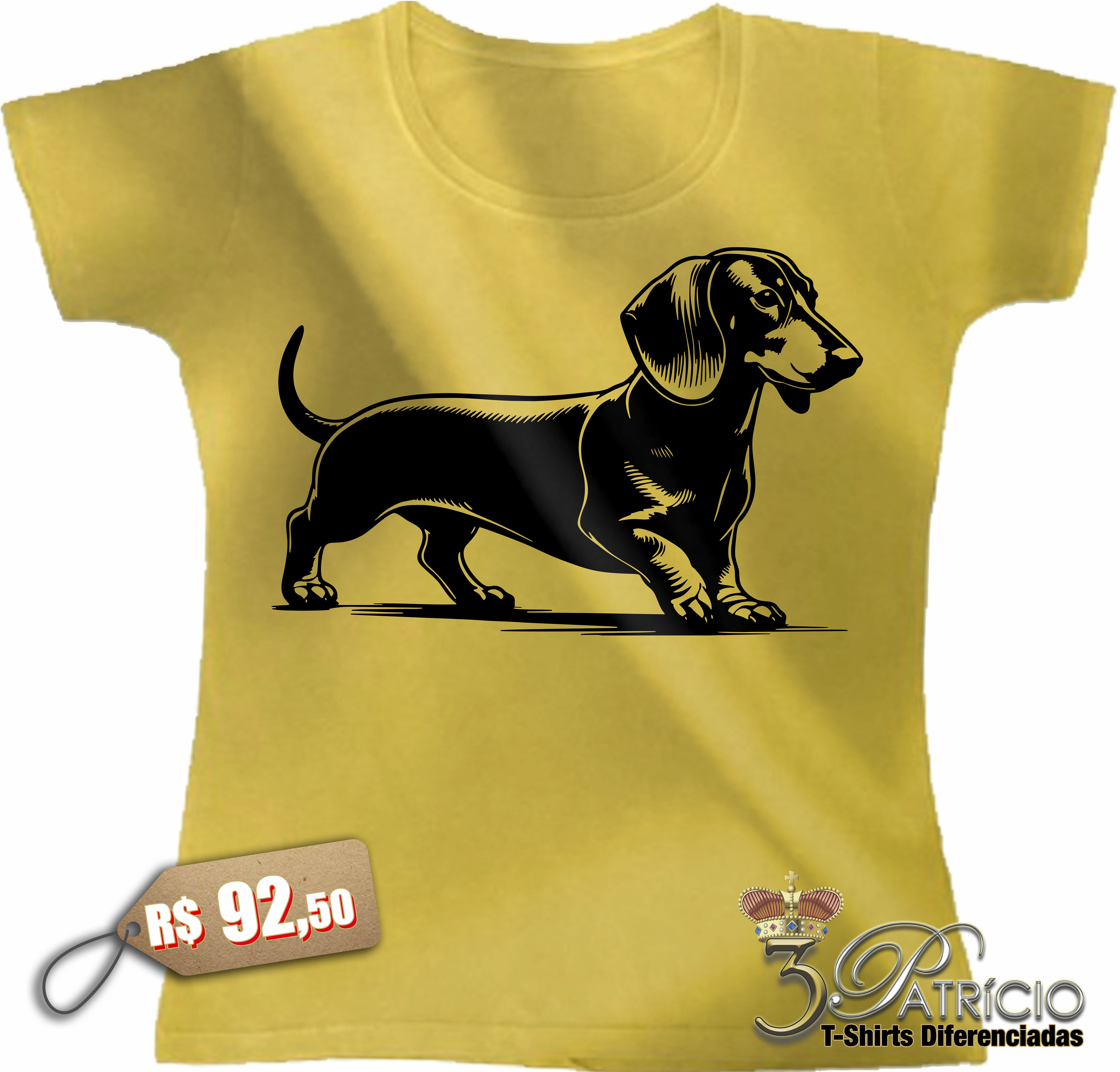 Baby Look Dachshund em 100% Algodão Premium Estonado
