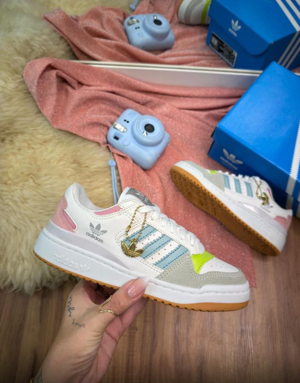 Adidas Fórum Low Premium Branco Azul Verde Rose