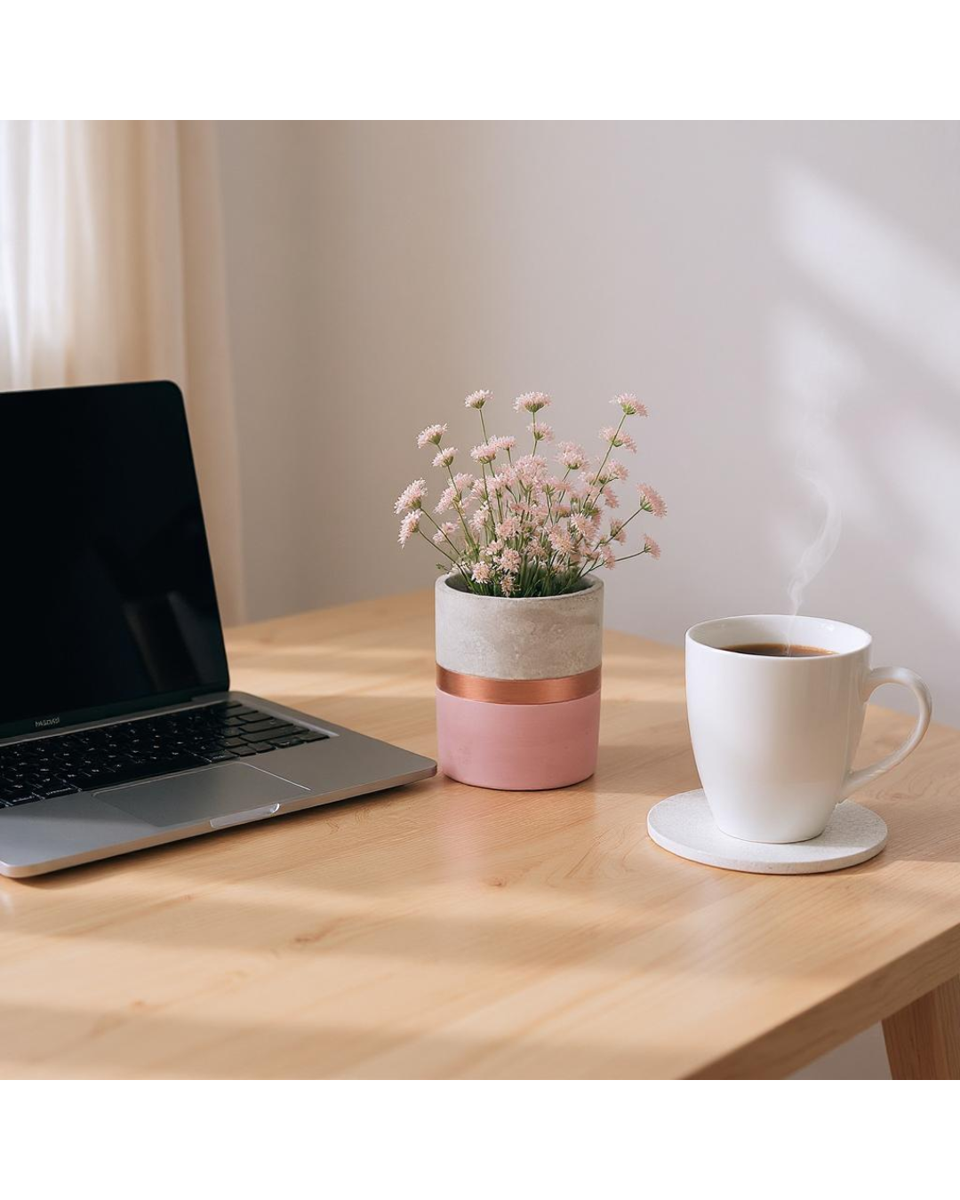Rosa e Cobre - Tamanho P - Vaso em Cimento