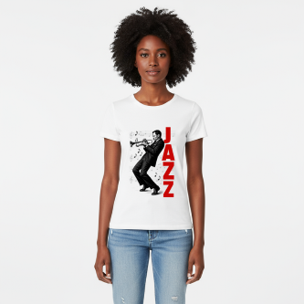 Camiseta Tradicional, Gola Redonda, Casual com Estampa JAZZ Vermelho