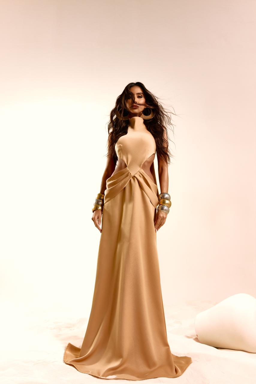 Vestido Cetim drapeado no quadril-CLOSET DELUXE