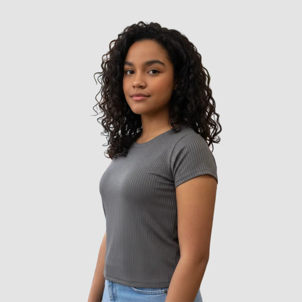 Baby Look Malha Canelada Infantil Menina