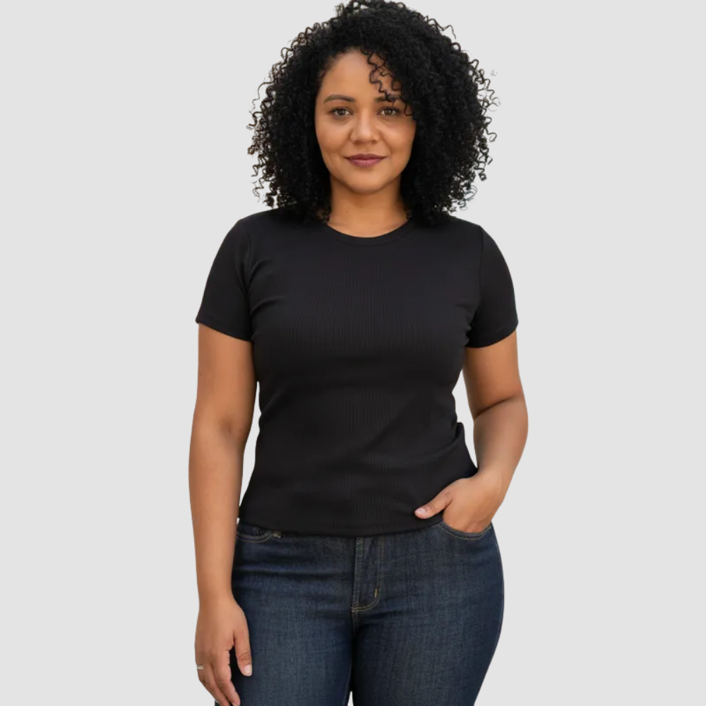 Baby Look Malha Canelada  Feminina Adulto