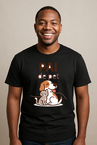 Camiseta Tradicional, Gola Redonda, Casual com Estampa Paid de PET