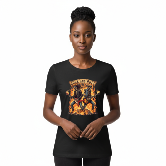 Camiseta Tradicional, Gola Redonda, Casual com Estampa Duas Caveiras Roqueiras