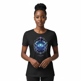 Camiseta Tradicional, Gola Redonda, Casual com Estampa Câncer