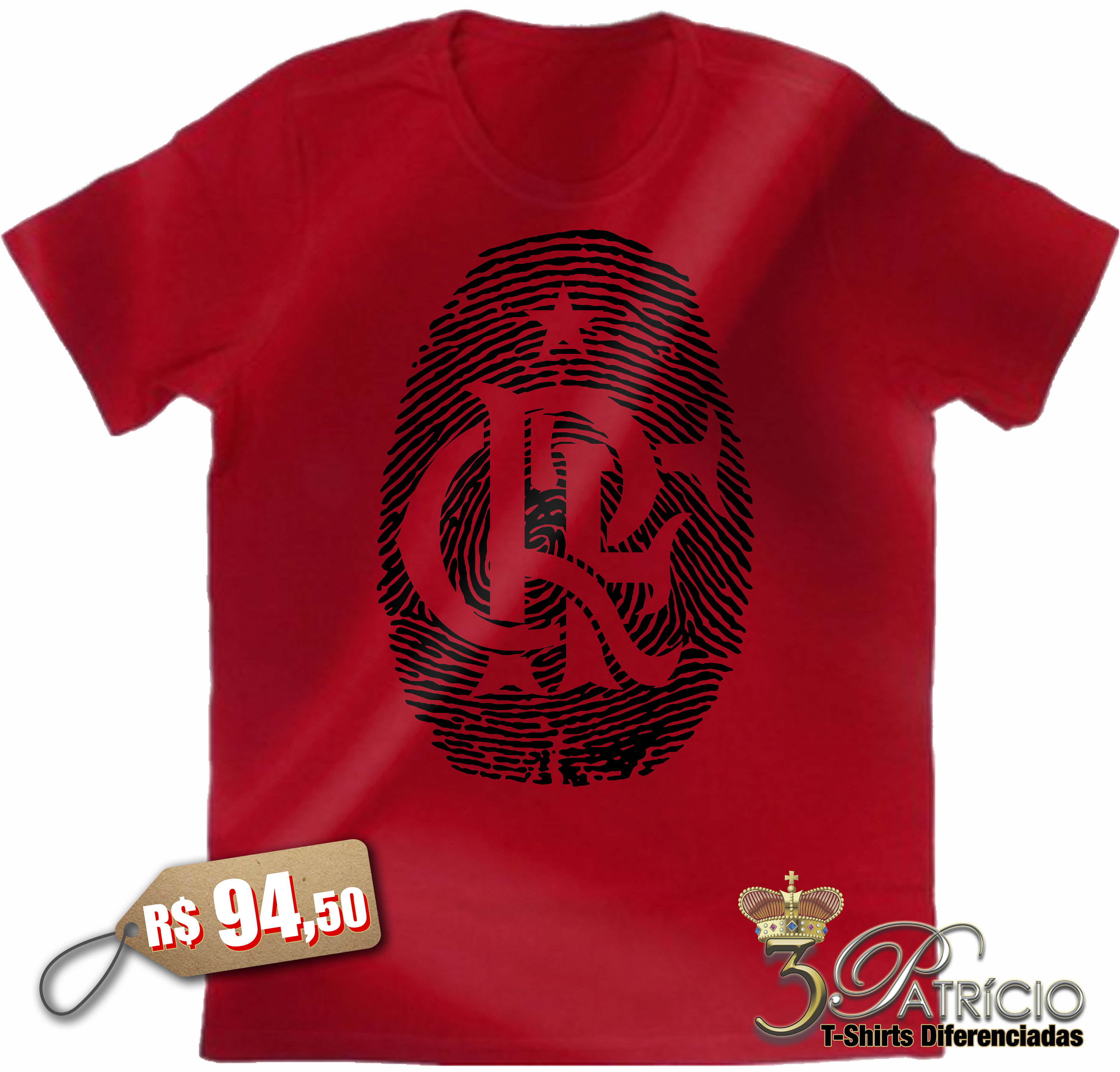 Camiseta Digital Rubro Negra em 100% Algodão Premium Estonado