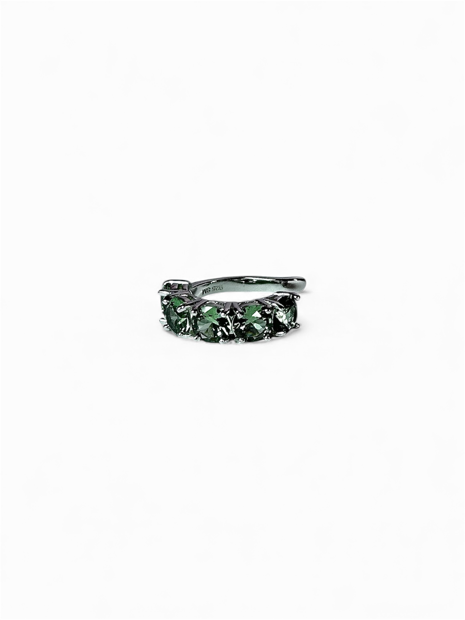 Piercing Fake (Argola de Encaixe) Cravejado Verde Imperial em Prata 925