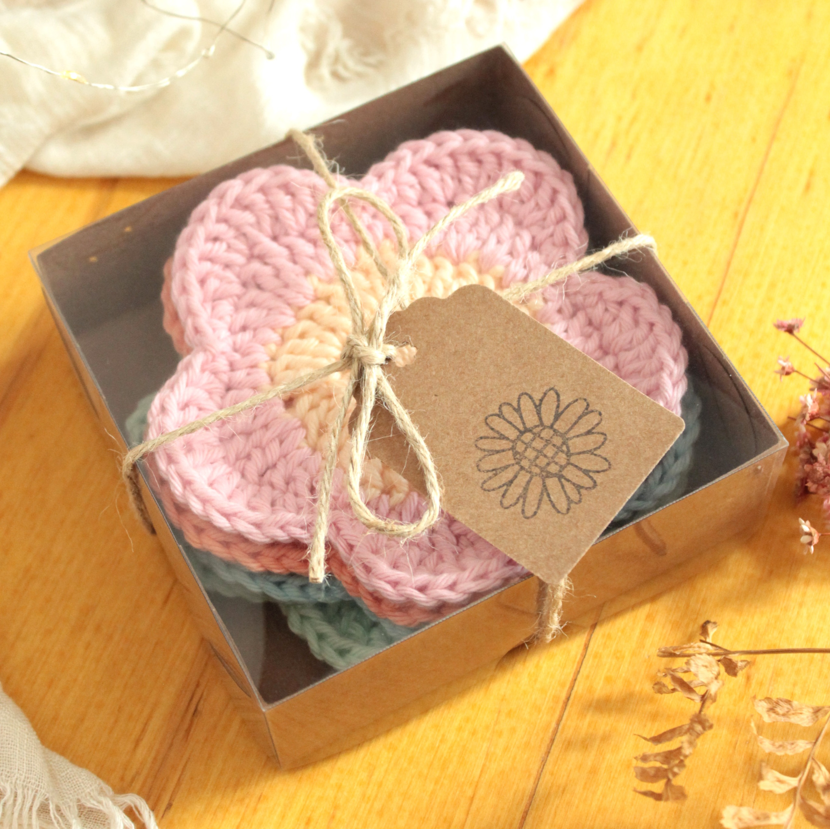 Kit Porta-Copos Crochê Flor - Candy Color