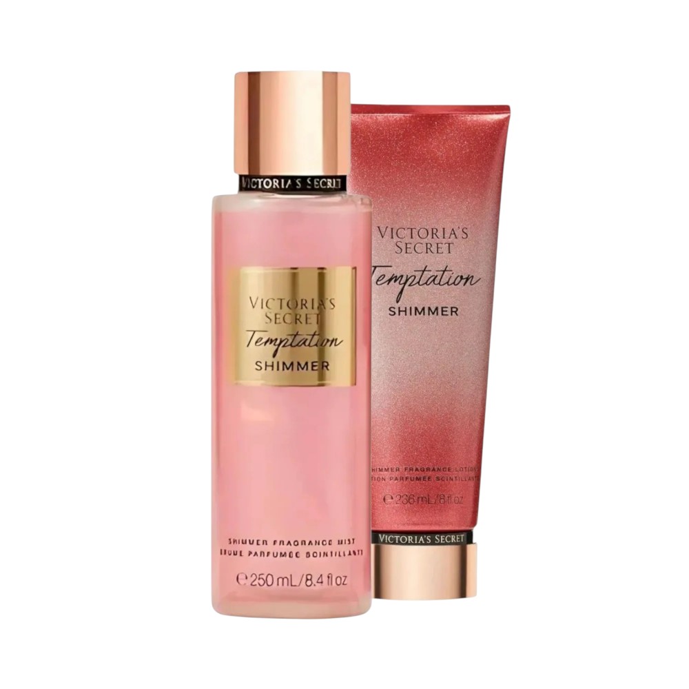 KIT VICTORIA S SECRET TEMPTATION SHIMMER   BODY SPLASH 250ml + CREME 236ml