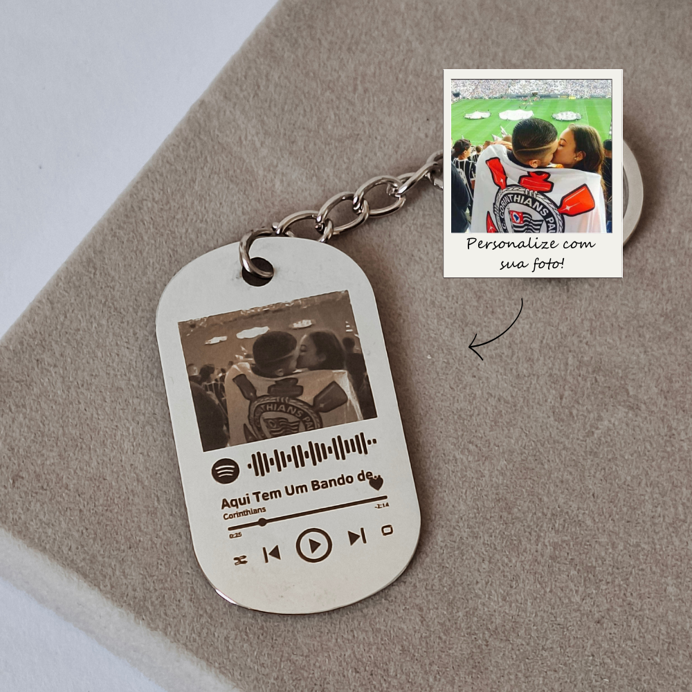 Chaveiro Player / Capa Spotify  - Aço Inox