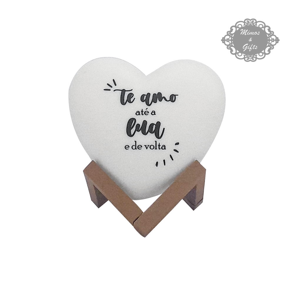 Luminária Coração com Suporte Te Amo Até a Lua