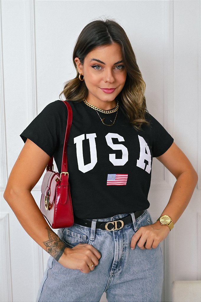 T-shirt Preta Usa