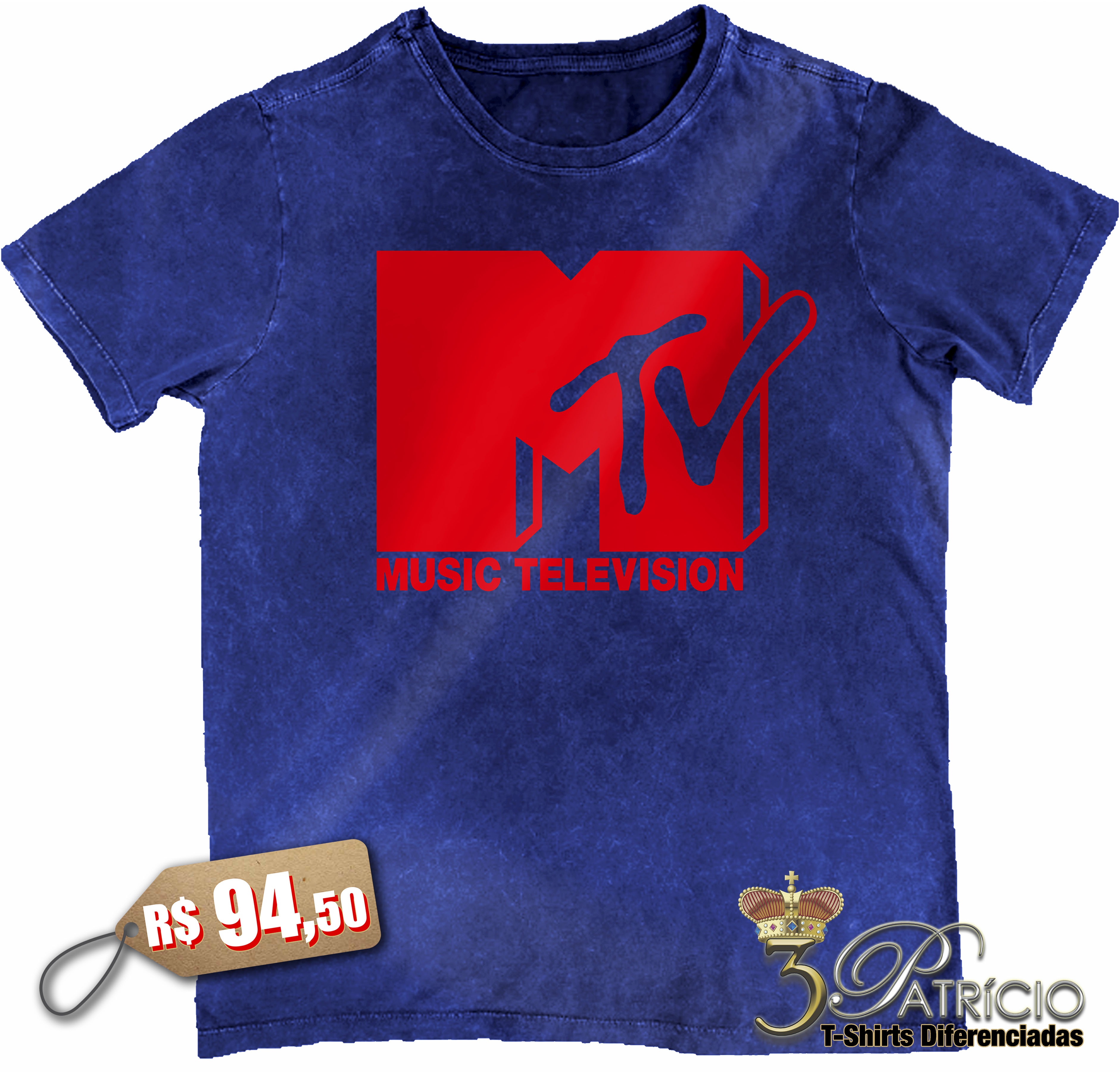 Camiseta MTV em 100% Algodão Premium Marmorizado