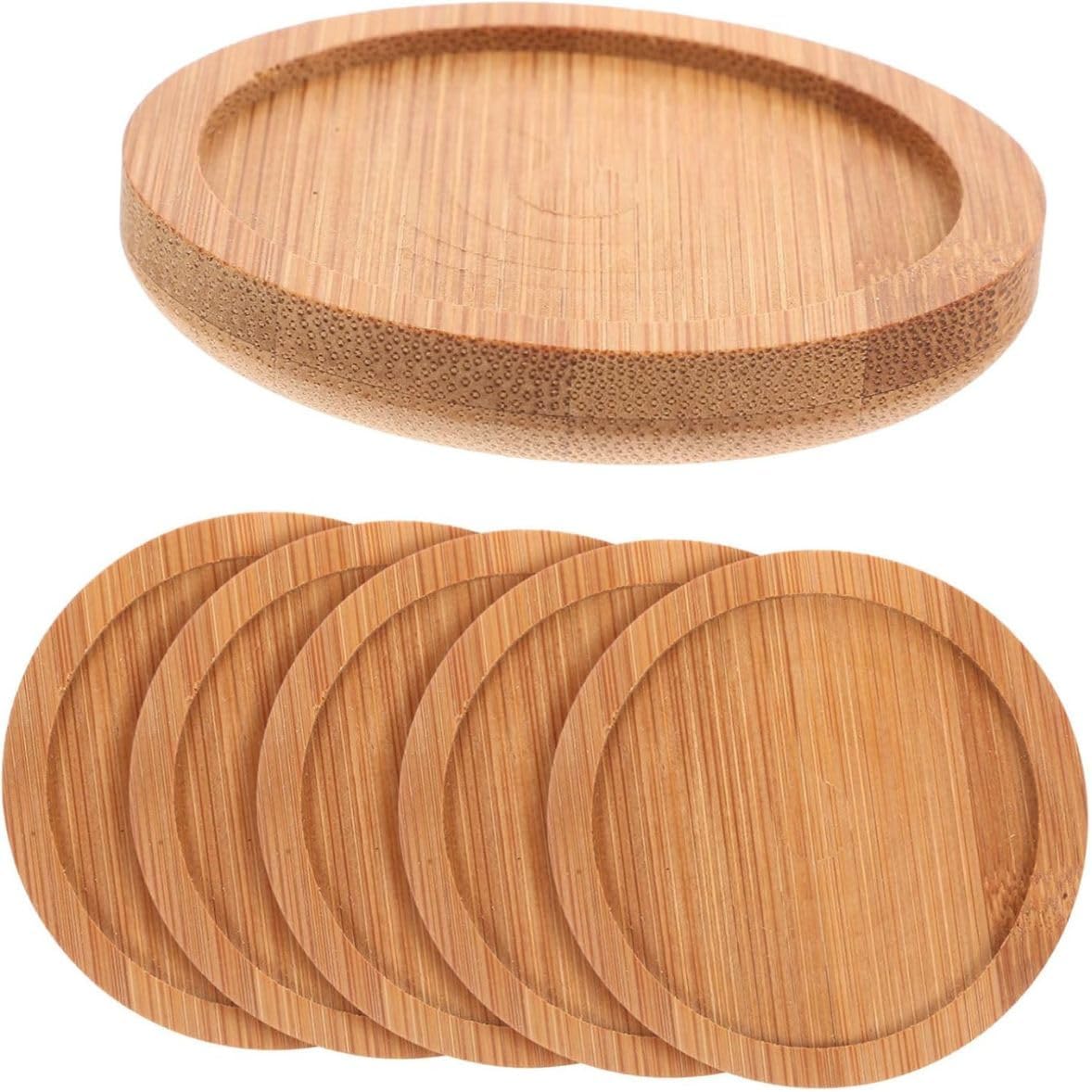 Kit 6 Descansos de Copo em Bambu Quadrado ou Redondo Protege Sua Mesa