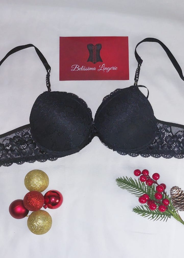Sutiã com bojo em renda com strass nas alças