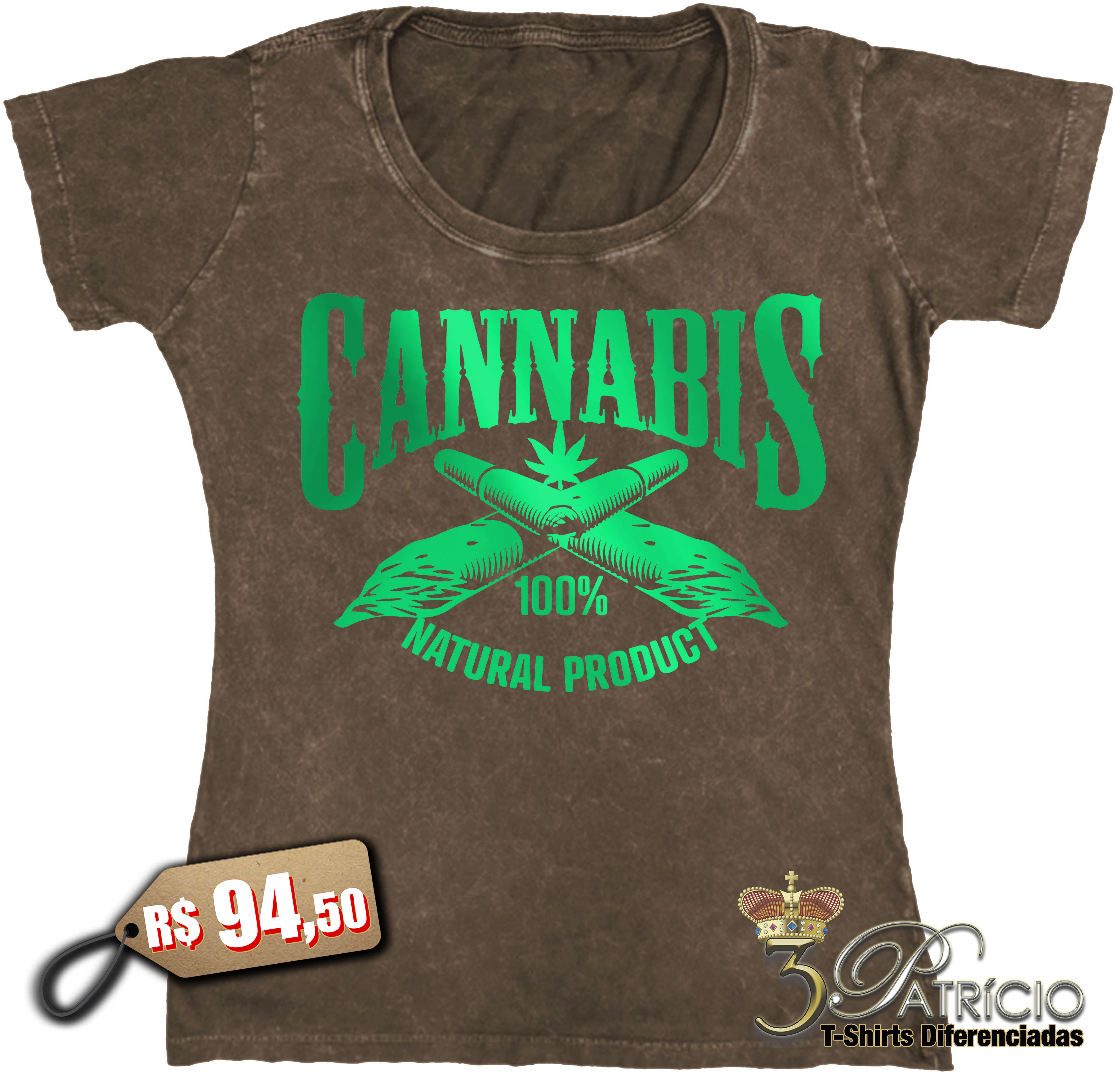 Baby Look Cannabis em 100% Algodão Premium Marmorizado