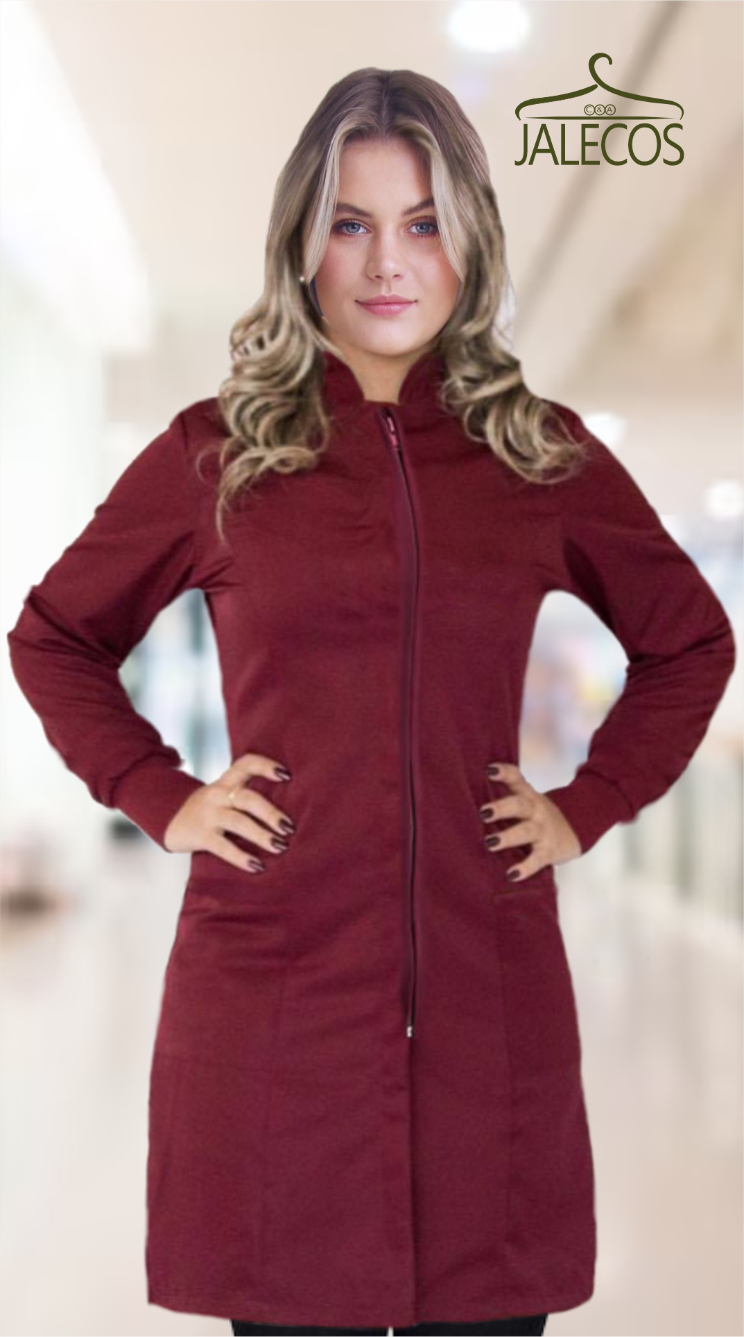 Jaleco Slim Zíper Marsala