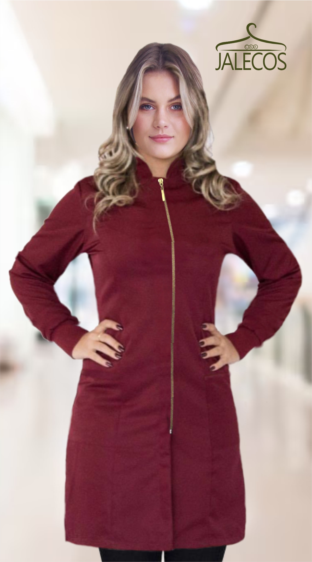 Jaleco Gold Zíper Marsala