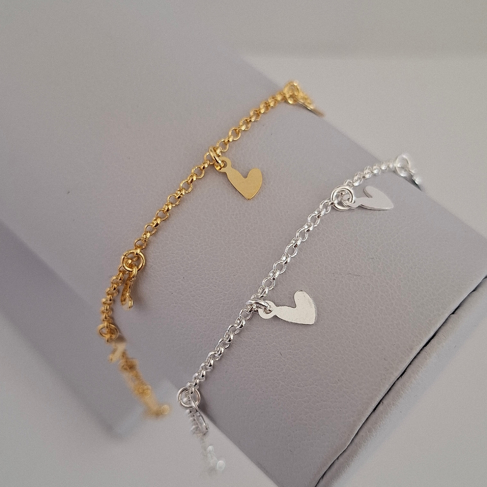 Pulseira Mini Corações + Elo Portugues