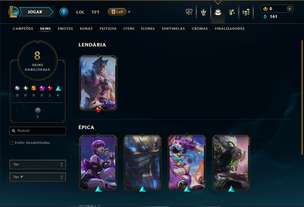 Diamante 4 com 75 Champs e 8 Skins