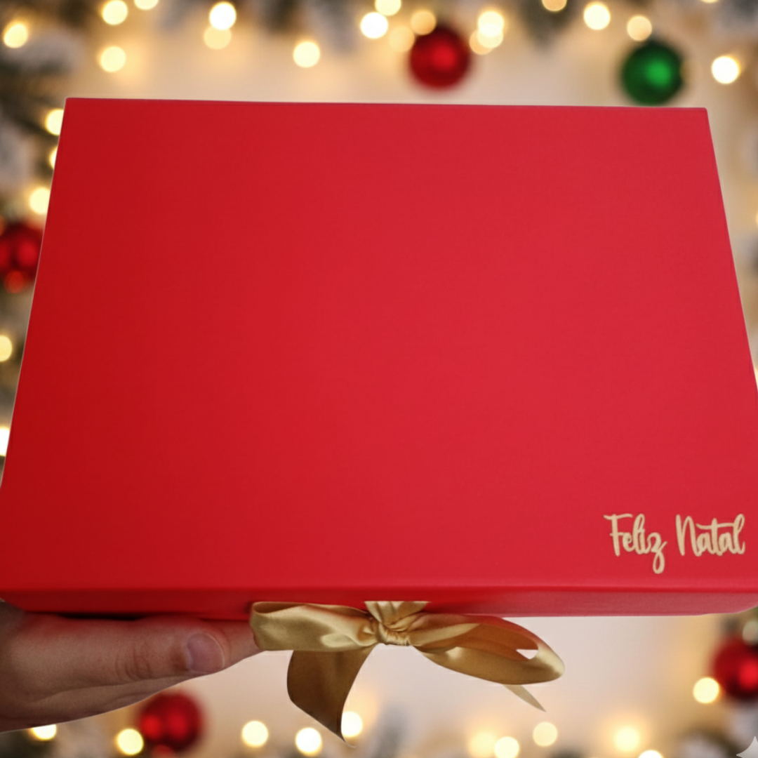 Caixa Box Luxo Tipo Livro "Natal Iluminado" Personalizada