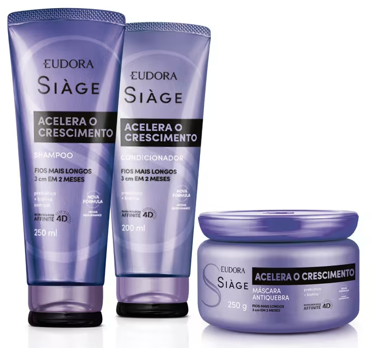 Combo Siàge Acelera o Crescimento: Shampoo 250ml + Máscara Capilar 250g + Condicionador 200ml