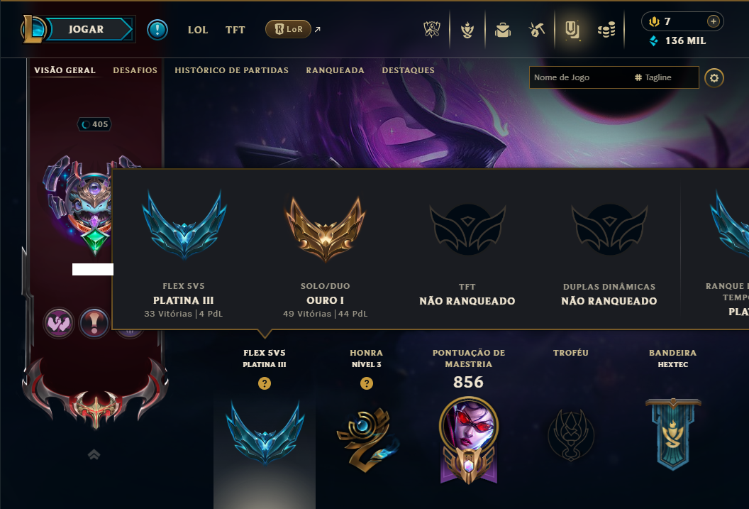 Ouro 1 com TODOS os Champs e 457 Skins +12 Vitoriosas