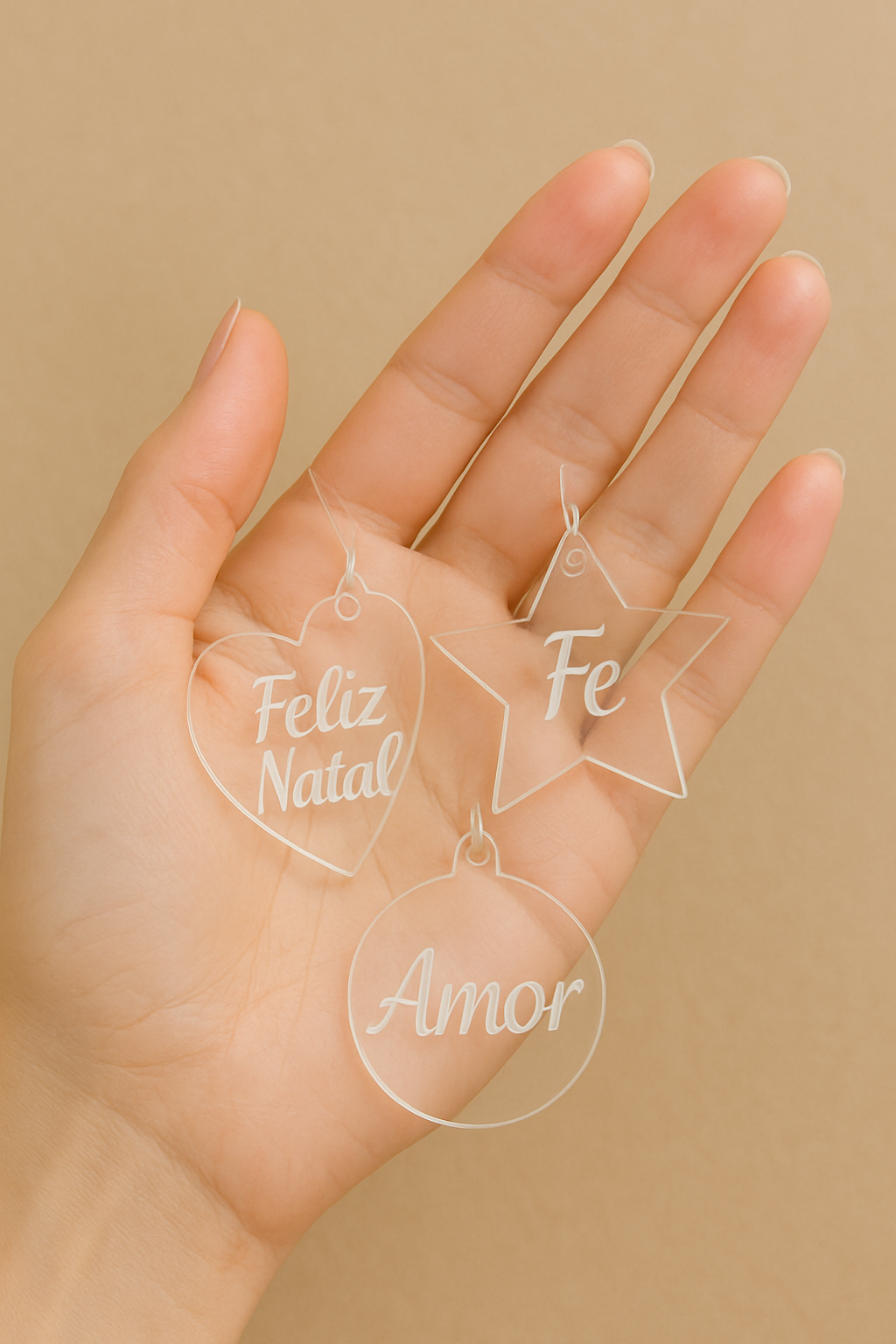 Kit 12 Pingentes para Natal, Feliz Natal, Gratidão, Fé, Estrela, Árvore, Coração