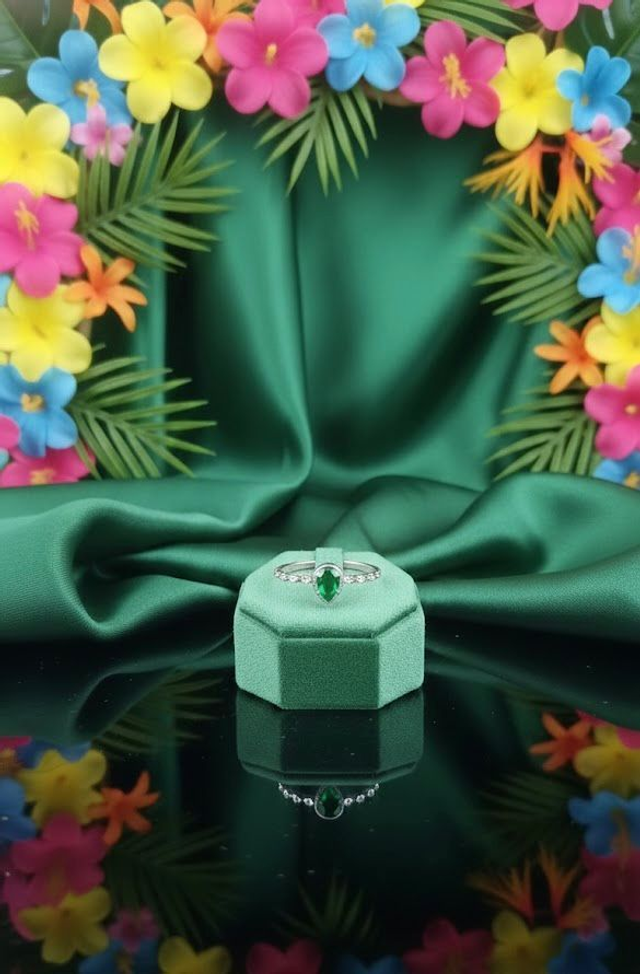 Anel Gota de Esmeralda