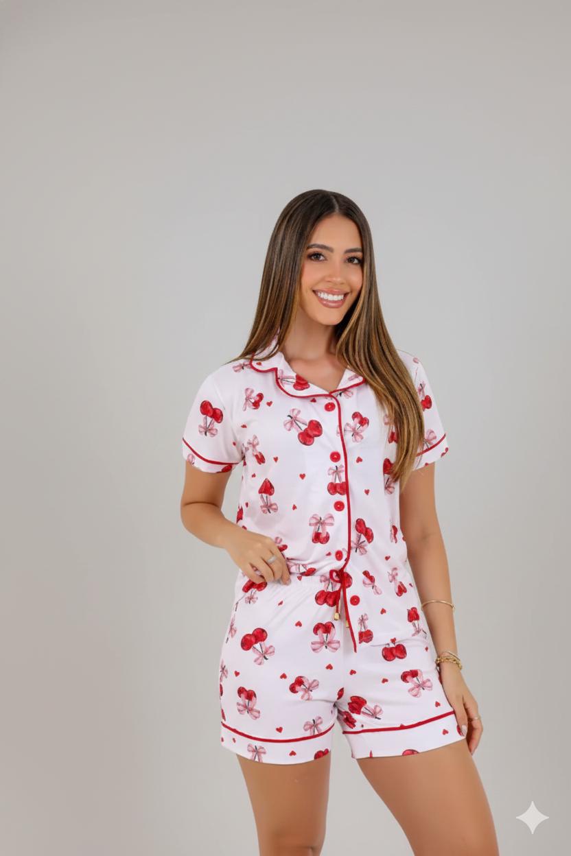PIJAMA AMERICANO ESTAMPADO CEREJA