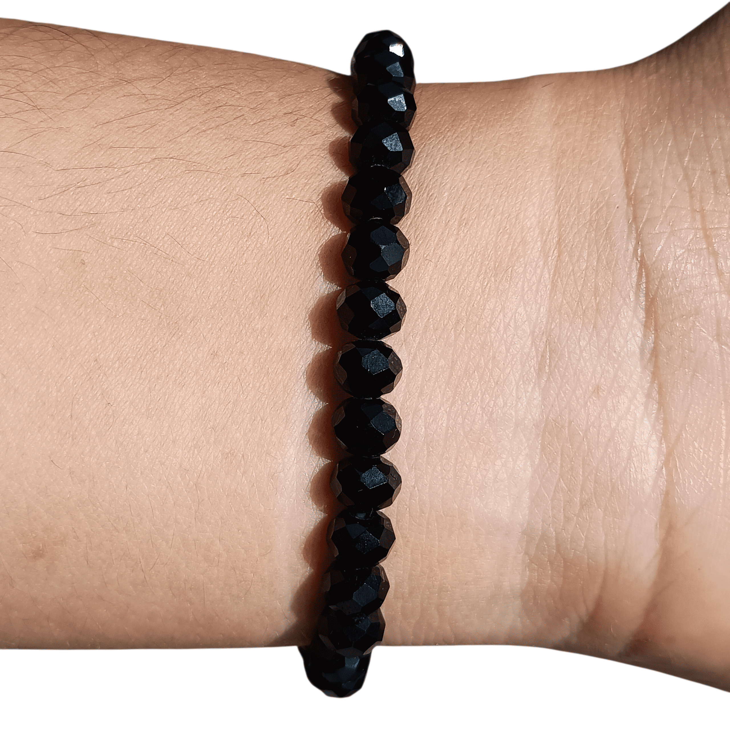 Pulseira Preta - Pulseira de Cristais de Vidro 6mm