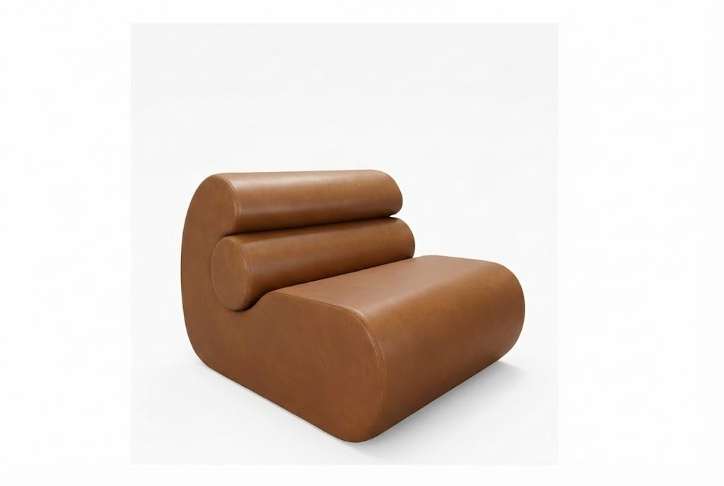 Poltrona Elegance na Caixa Modular 1 Lugares VeluCouro Caramelo