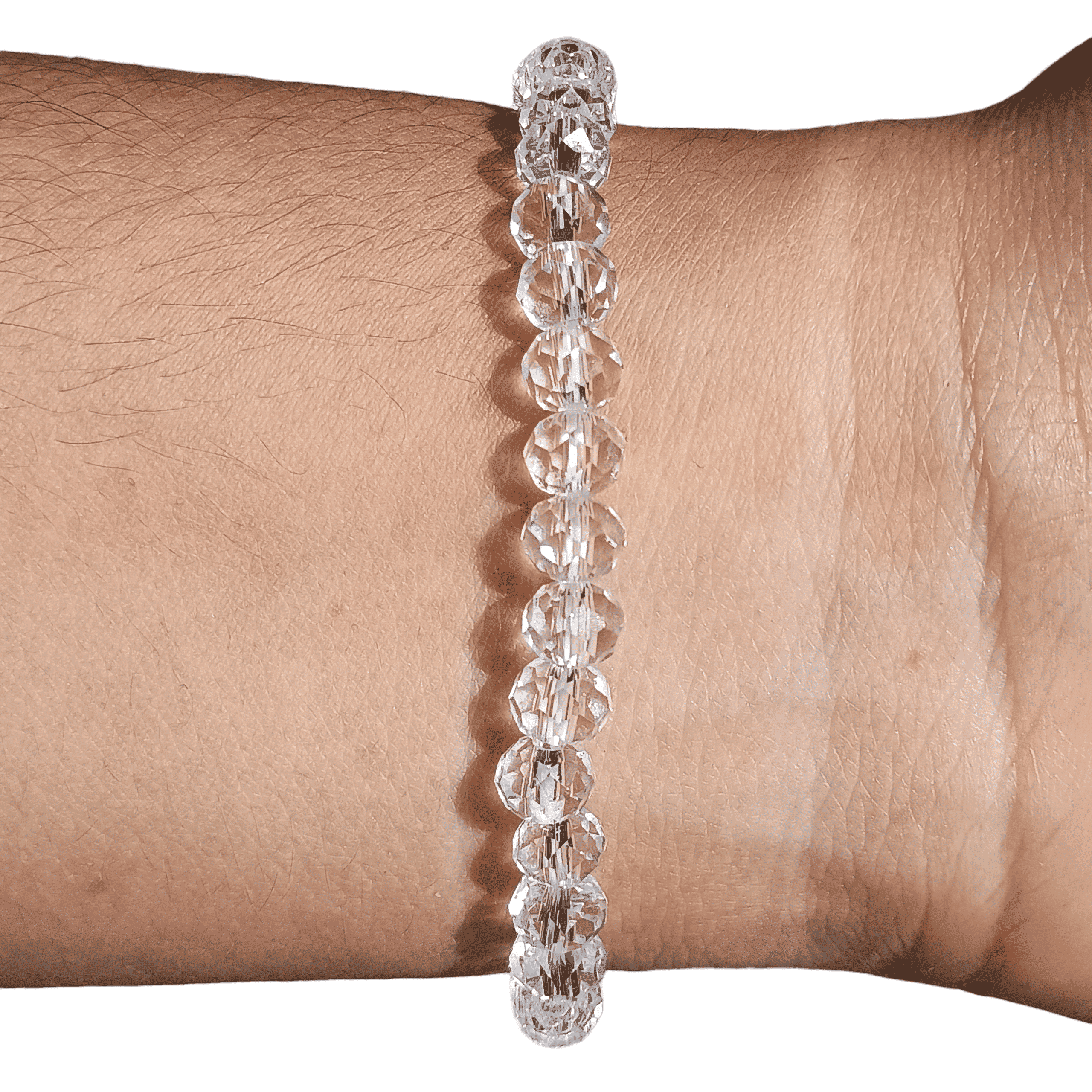 Pulseira Translúcida - Pulseira de Cristais de Vidro 6mm