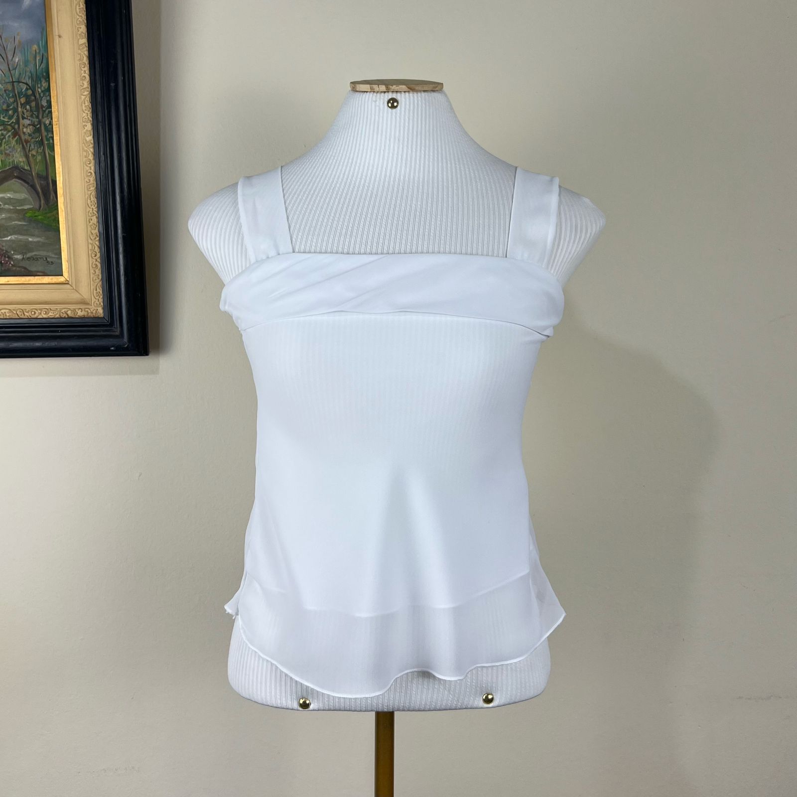 (P/36) Blusa top branca fluida