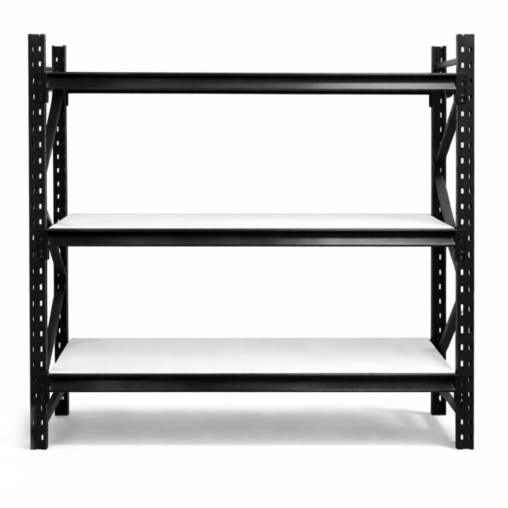 Mini Porta Pallet Preto com Plano em MDF Branco 200x180x60cm