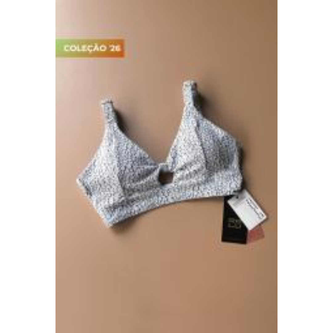 TOP DE BIQUÍNI BOJO LILIAN COM BOJO REMOVÍVEL CANELADO PAVINATE BRANCO