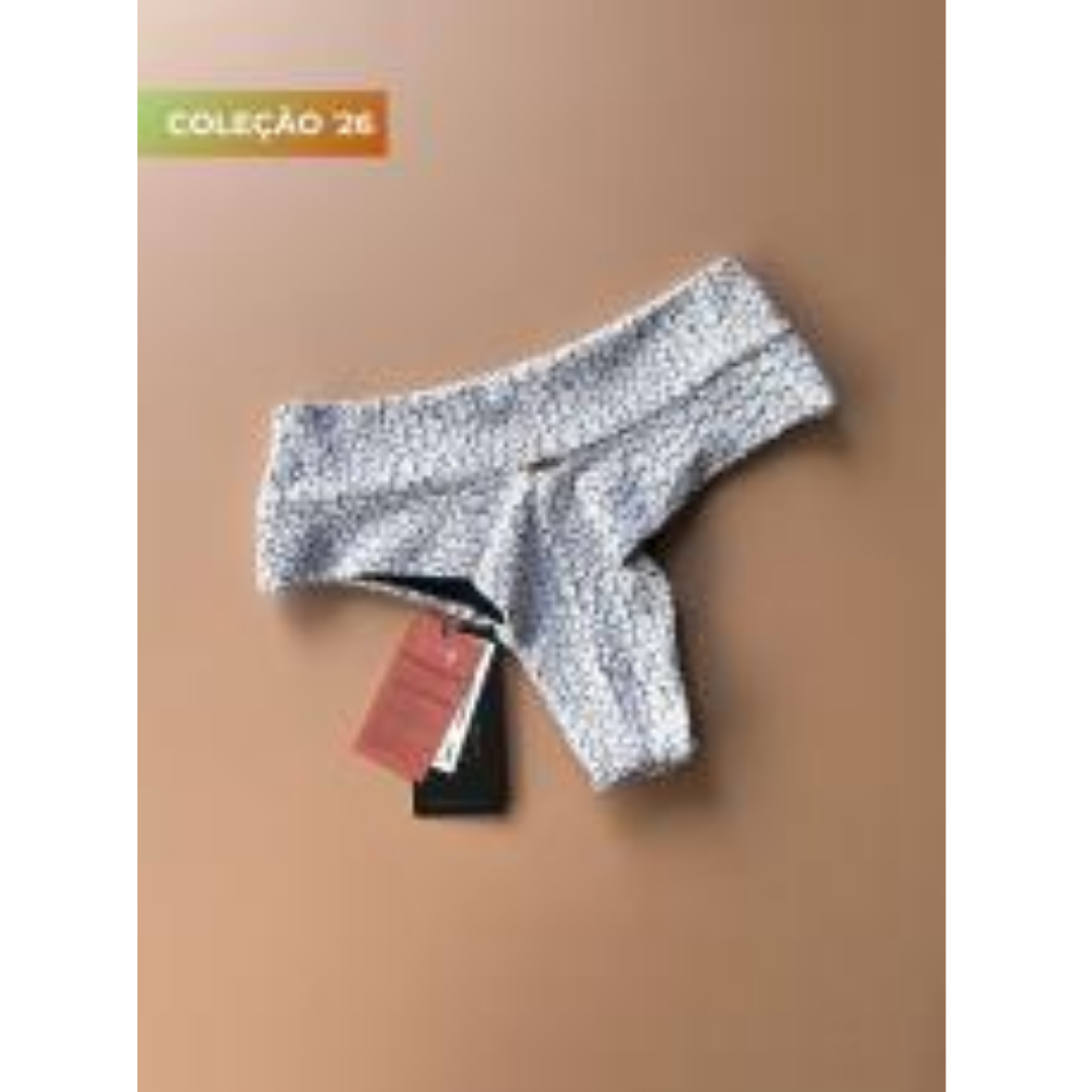 CALCINHA DE BIQUÍNI HOT PANTS COM CÓS FIO CONFORTO CANELADO PAVINATE BRANCO