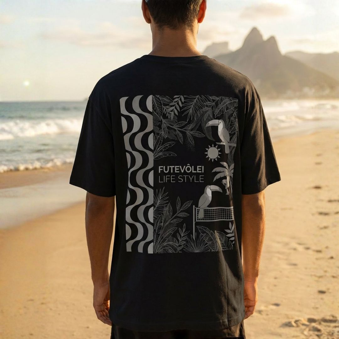 Camiseta Oversized Futevôlei Masculina - Bad days end on the sand