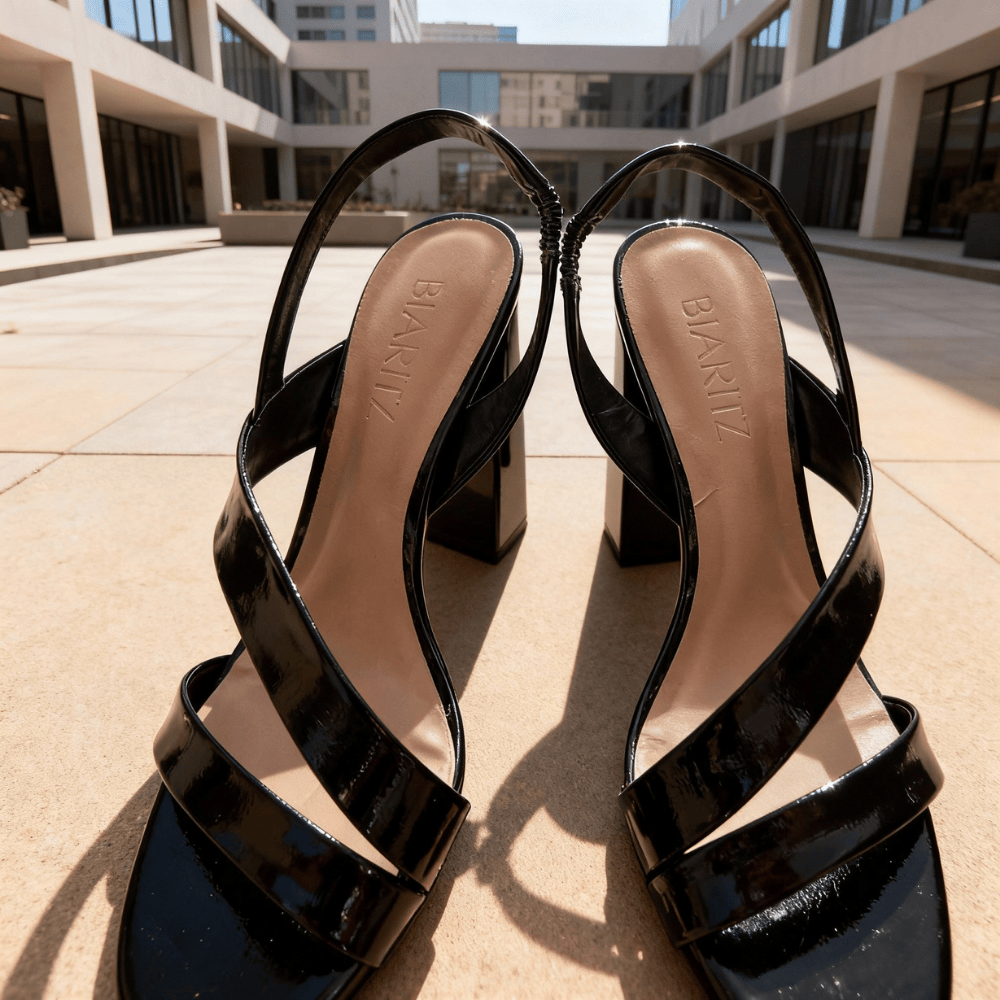 Sandália Block Heel Noir - Coleção Mar & Afeto