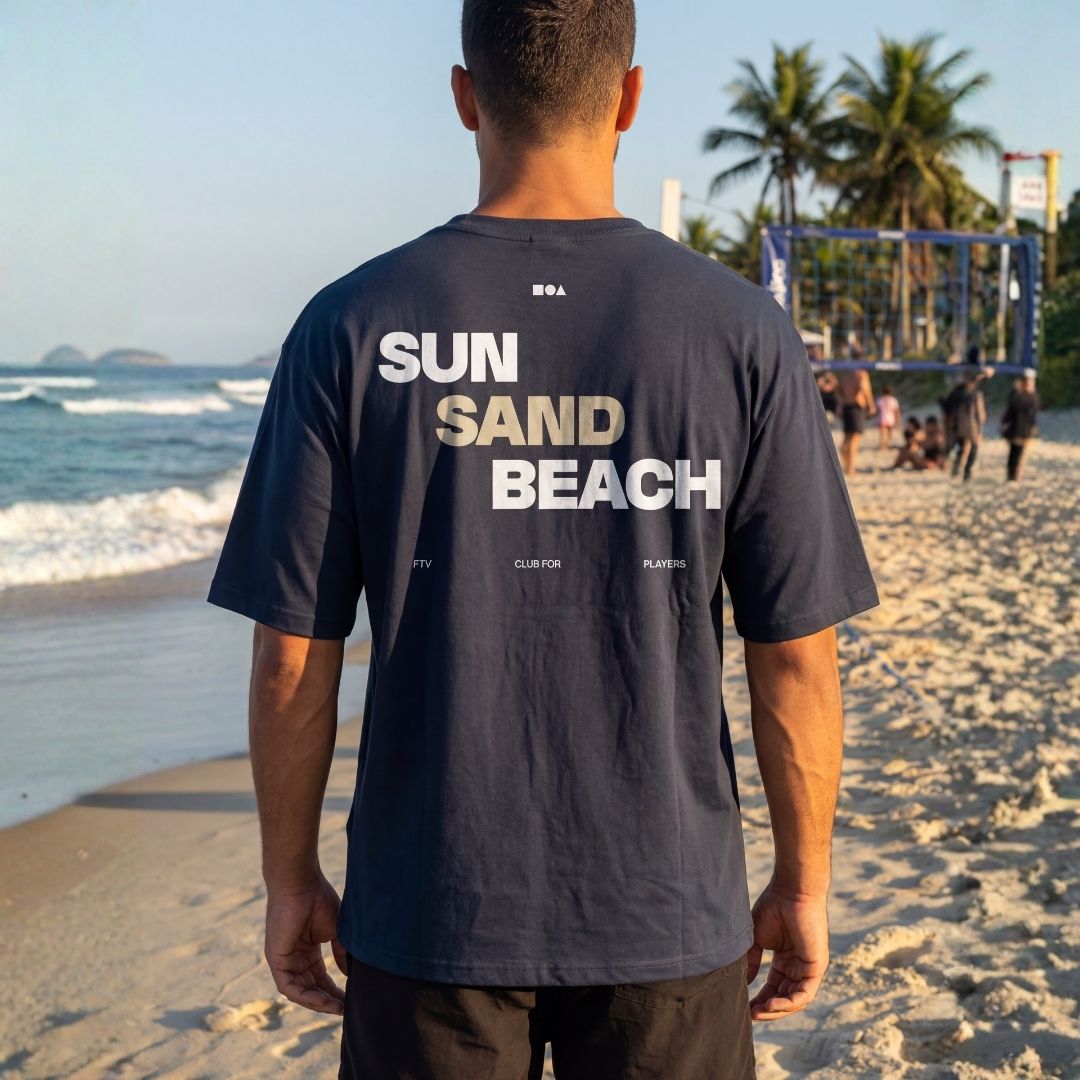 Camiseta Oversized Futevôlei Masculina - Sun Sand Beach