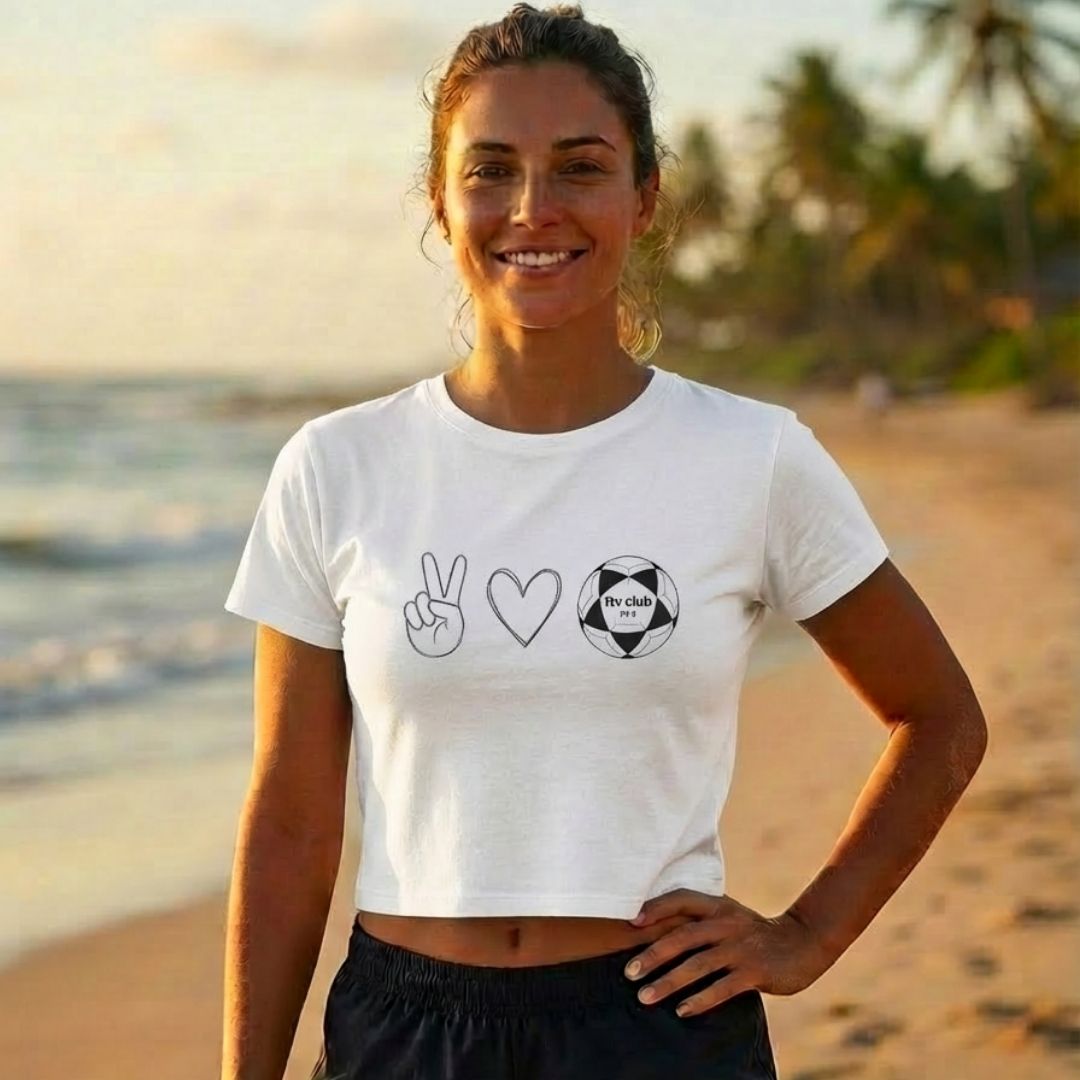 Cropped Feminino - Peace Love Futevôlei