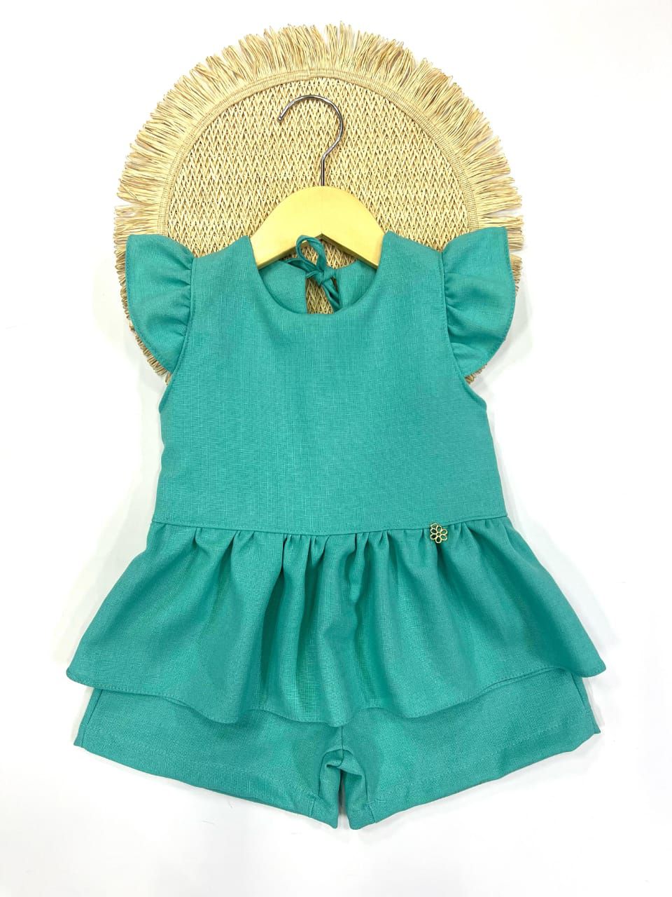Conjunto Infantil Feminino Verde com Babados Bia