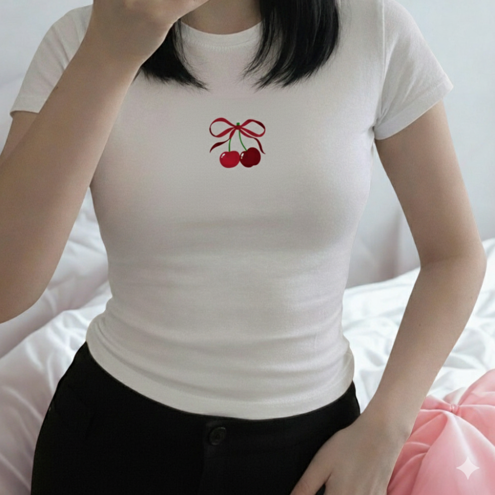 Babylook Branca Cereja Cherry