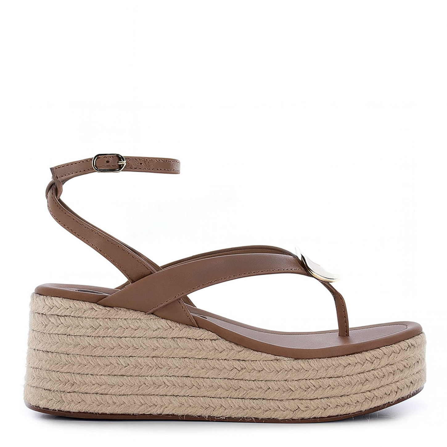 Sandália Plataforma em Couro com Corda Natura