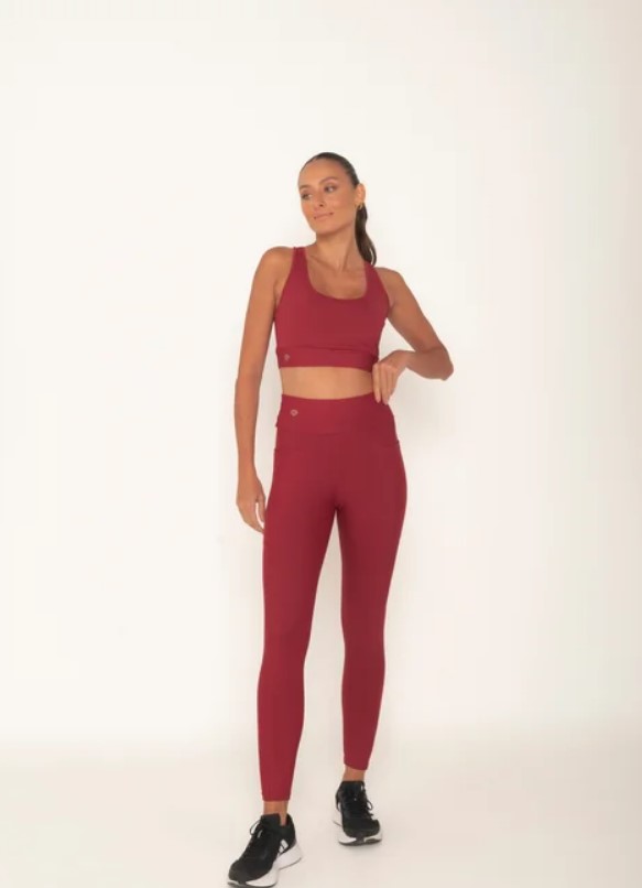 Legging Feminina Fitness Poliamida Bolsos Laterais Valentino 40035