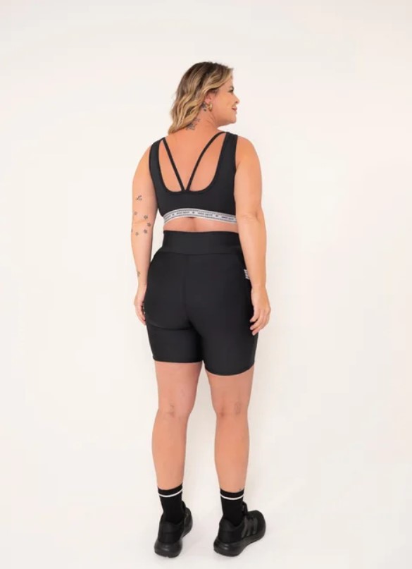 Bermuda Brisa Com Bolsos Laterais e Elástico Personalizado Chumbo 20814