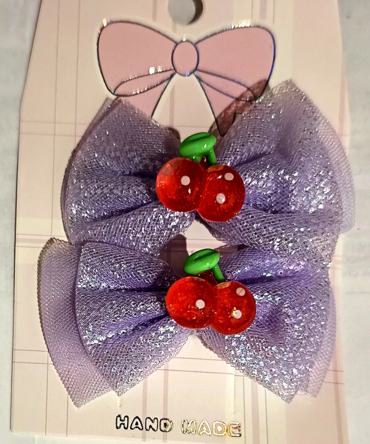 Broche em Laço Cereja Hand Made