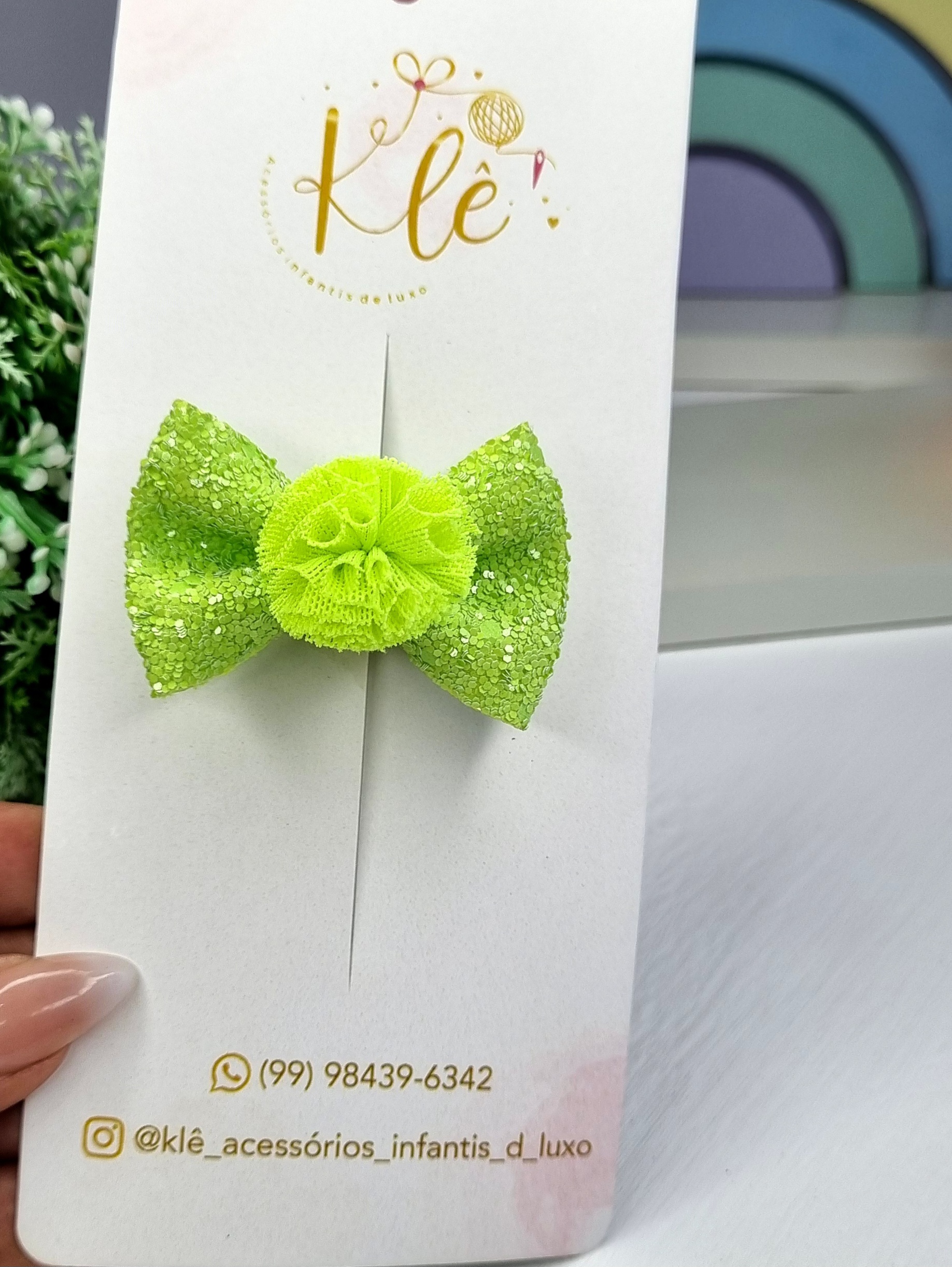 Laço verde néon (TAM: PP) 100% encapado