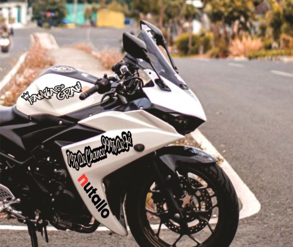 Kit (2) 6 Adesivos Moto Capacete Carro 15x5cm Preto SEM  Fundo